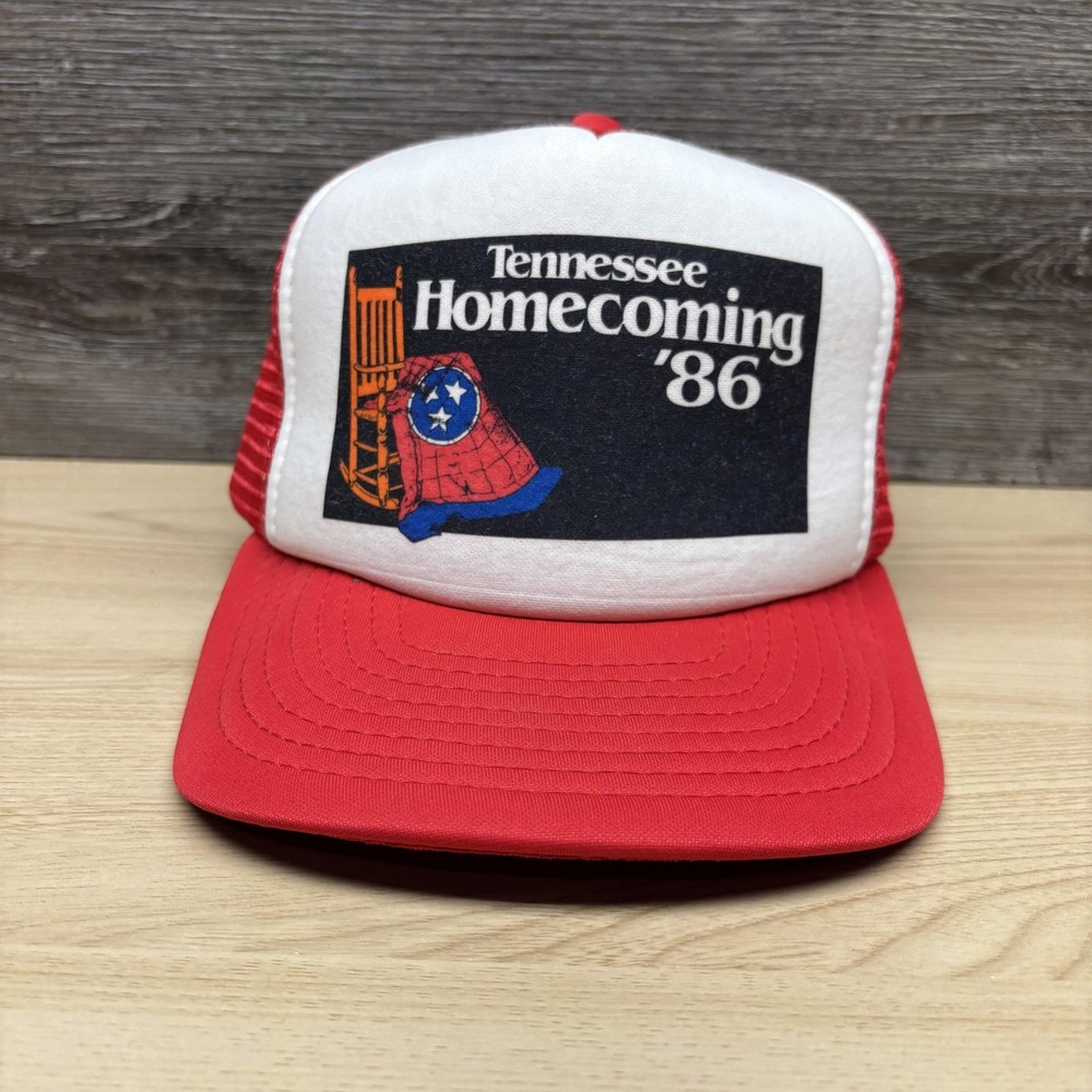 Vintage Tennessee Homecoming 86 Hat Cap Snap Back Red Foam Trucker Mens 80s
